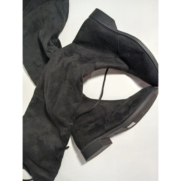 JG Women’s Black Over-the-Knee Boots Size 8.5 Faux Suede Stretch Fit Zip Closure - Picture 5 of 9